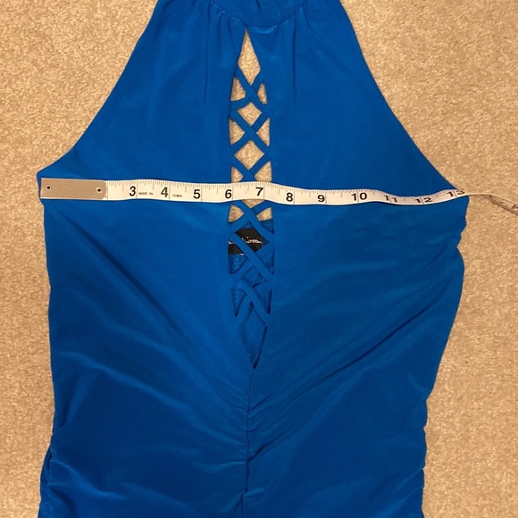 Bright Blue Slinky Sexy Dress - Picture 4 of 6